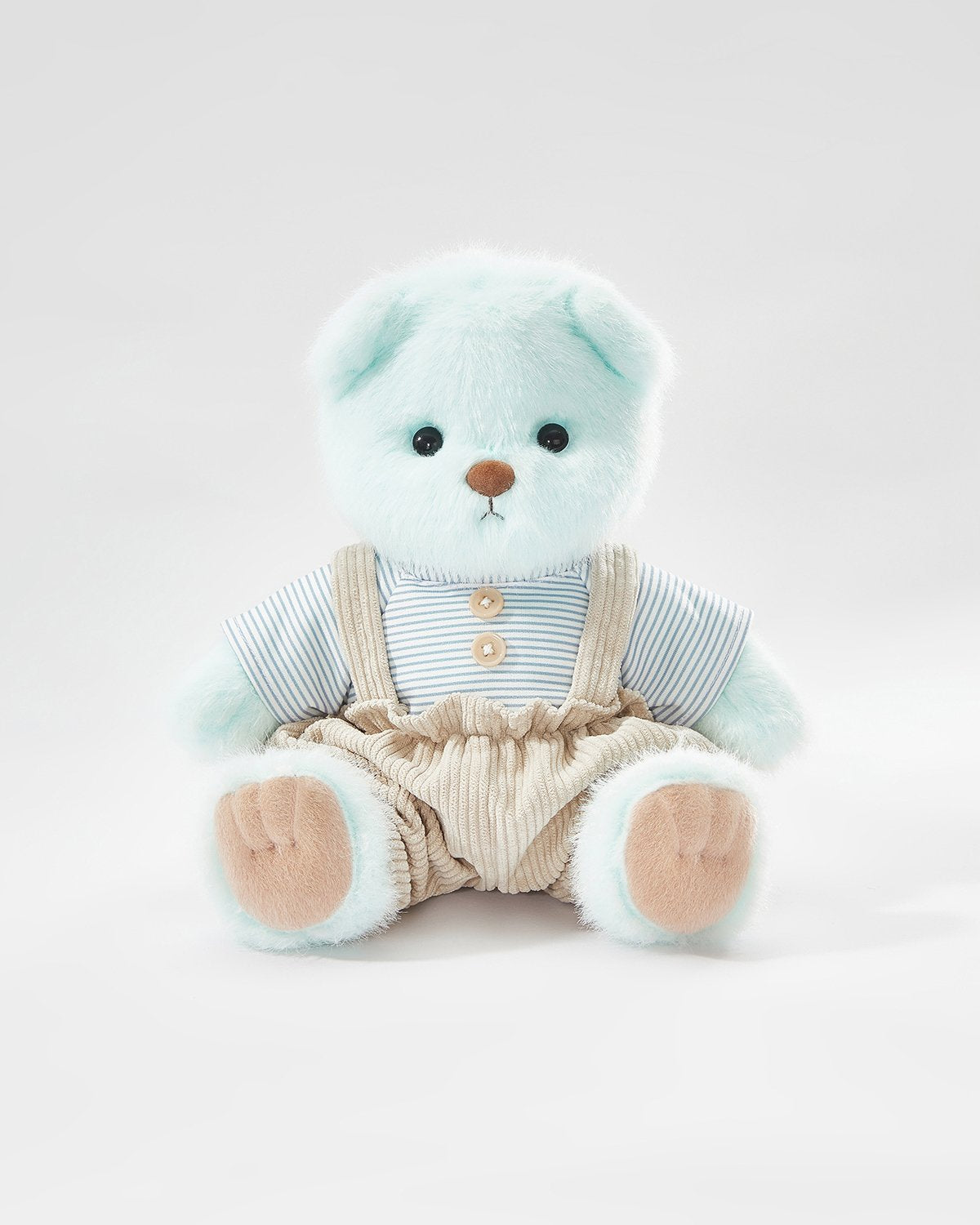 Mint Blue Long Hair Bear & Daily Blue Overalls Set - 12 Inches