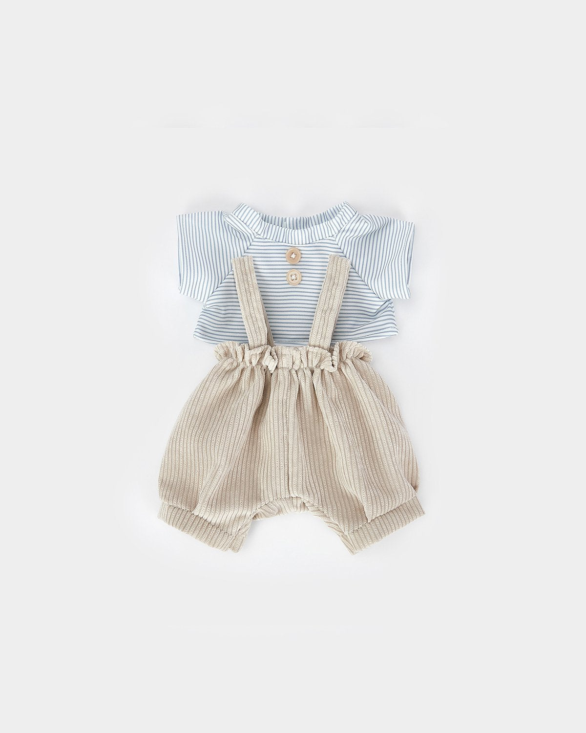 Mint Blue Long Hair Bear & Daily Blue Overalls Set - 12 Inches