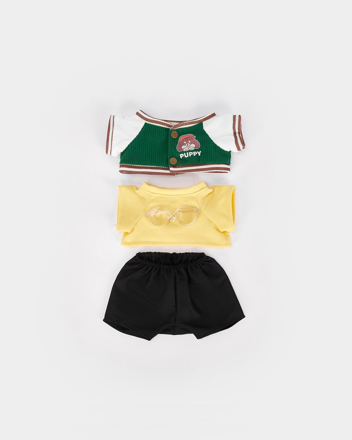 Mint Blue Long Hair Bear & Green Baseball Jersey Set - 12 Inches