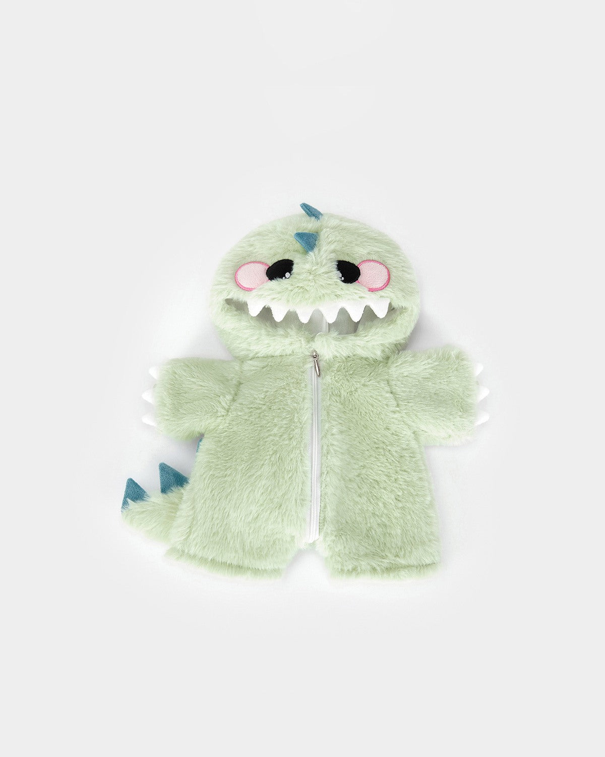 Mint Blue Long Hair Bear & Green Dinosaur Jumpsuit - 12 Inches