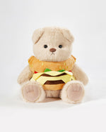 Milk Tea Long Hair Bear & Hamburg Skirt With Back - 12 Inches