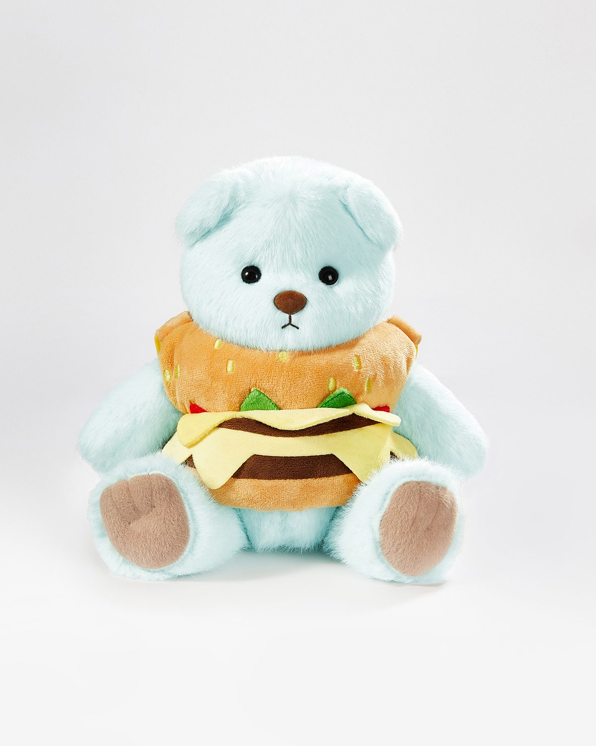 Mint Blue Long Hair Bear & Hamburg Skirt With Back - 12 Inches