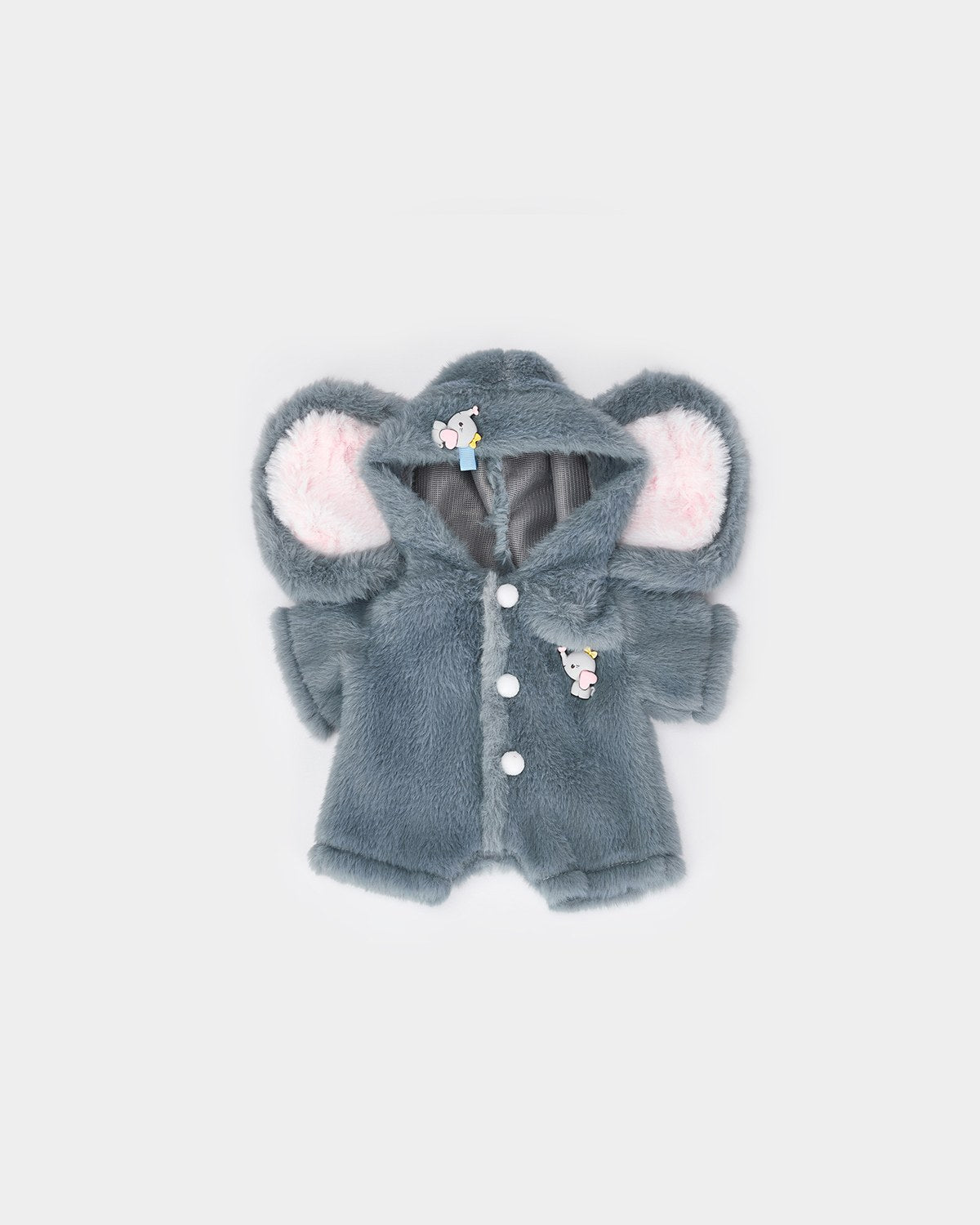 Mint Blue Long Hair Bear & Navy Elephant Jumpsuit - 12 Inches