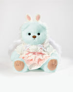 Mint Blue Long Hair Bear & Pink Bunny Dress With Wings - 12 Inches
