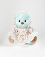 Mint Blue Long Hair Bear & Pink Lace Lolita Dress - 12 Inches