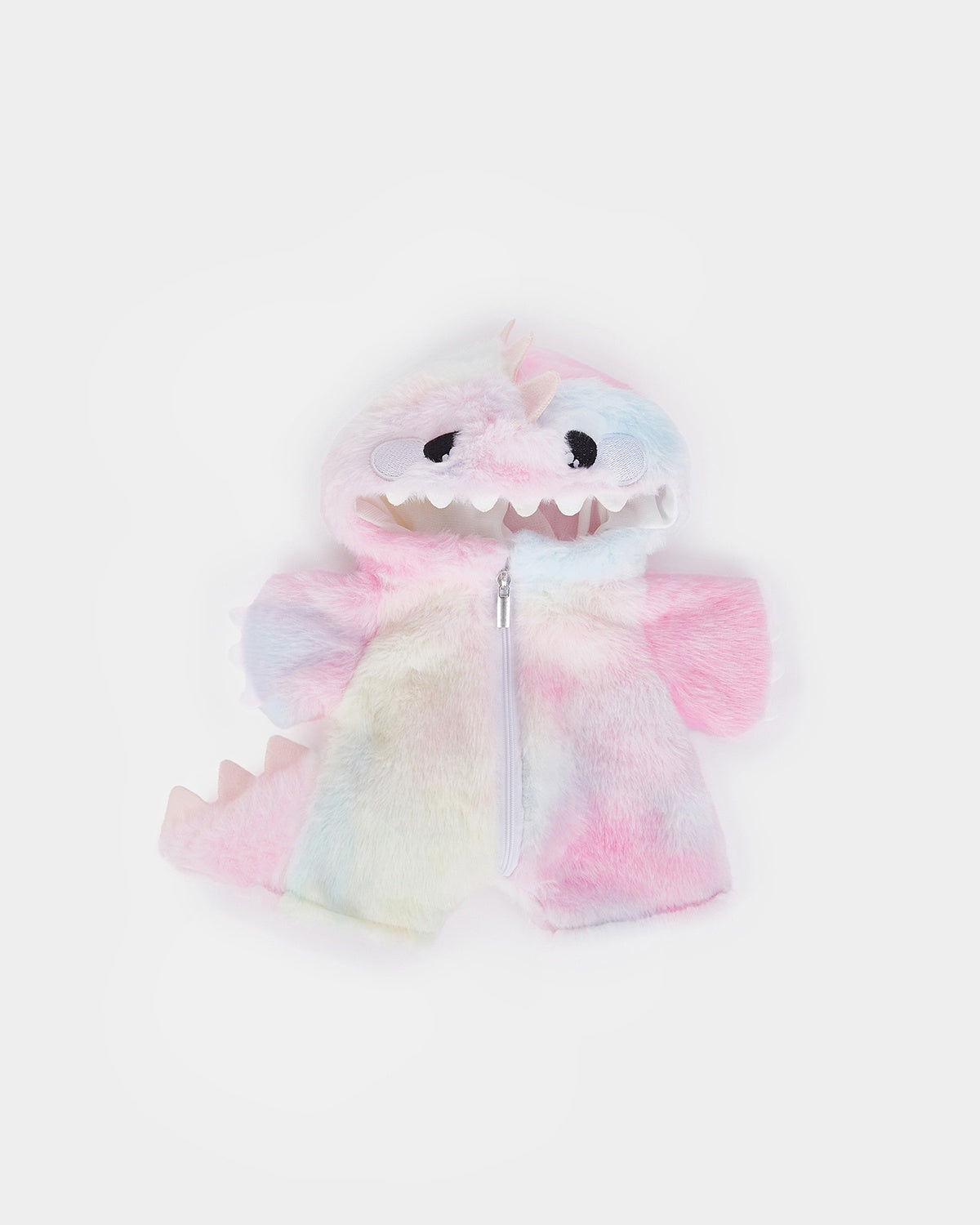 Mint Blue Long Hair Bear & Rainbow Pink Dinosaur Jumpsuit - 12 Inches