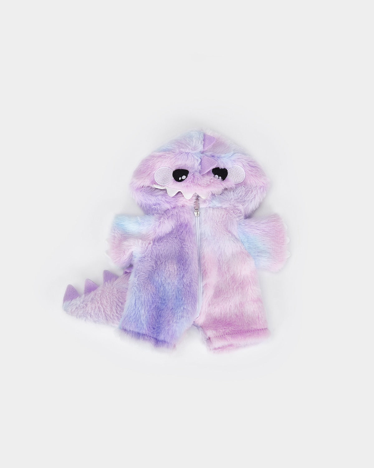 Mint Blue Long Hair Bear & Rainbow Purple Dinosaur Jumpsuit - 12 Inches
