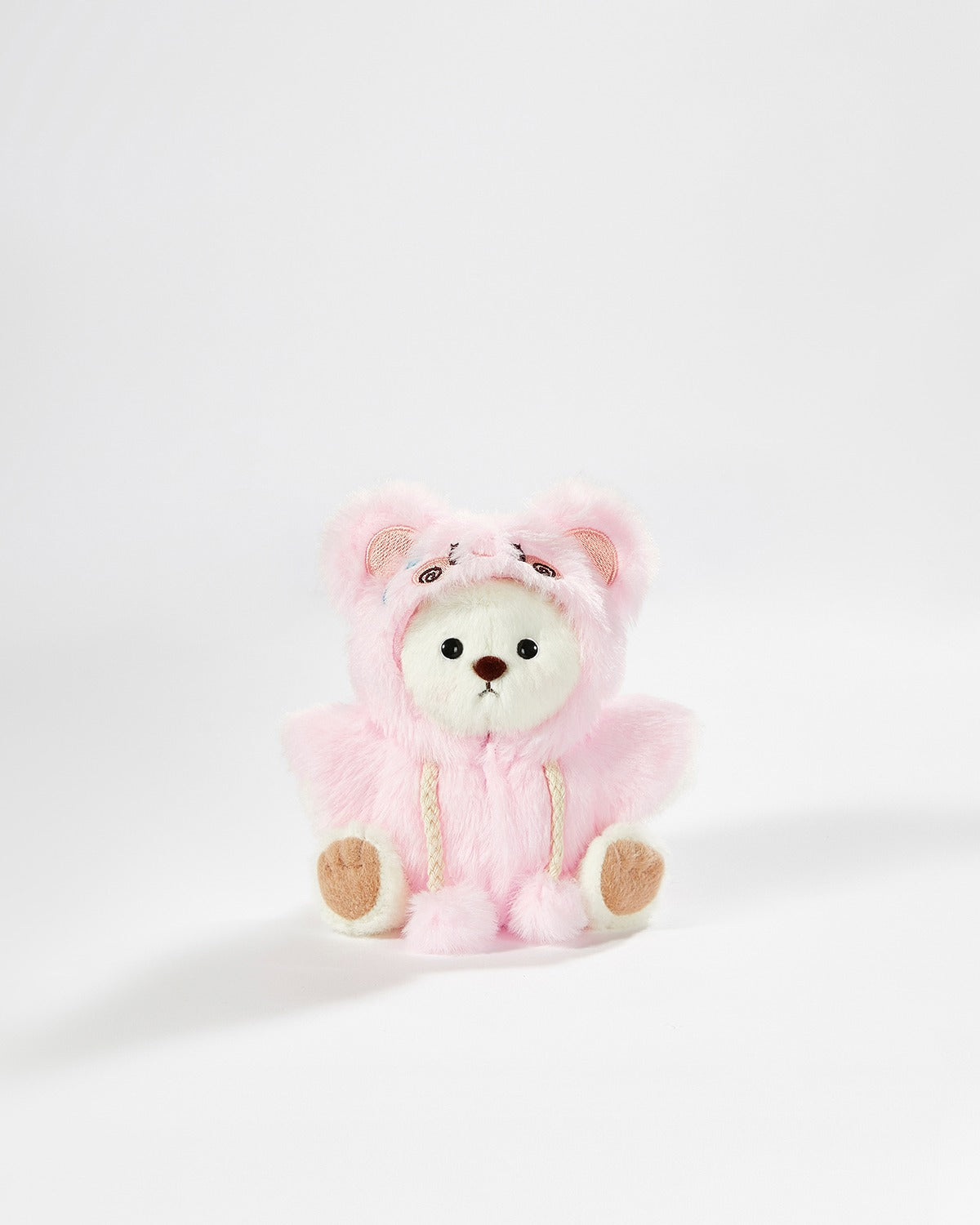 White Short Hair Bear & Fluffy Pink Rabbit Jumpsuit - 6 Inches