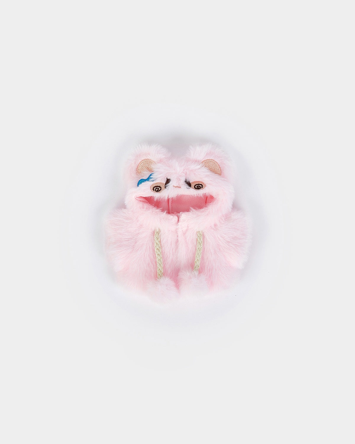 White Short Hair Bear & Fluffy Pink Rabbit Jumpsuit - 6 Inches