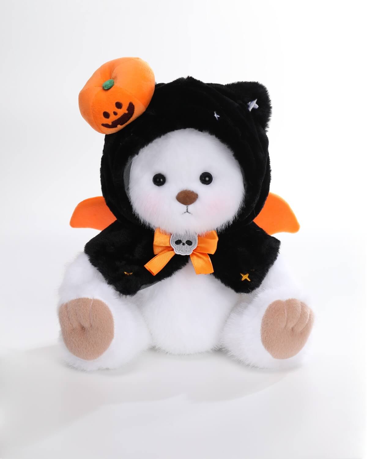 White Long Hair Bear & Halloween Devil Kitten Cape - 12 Inches