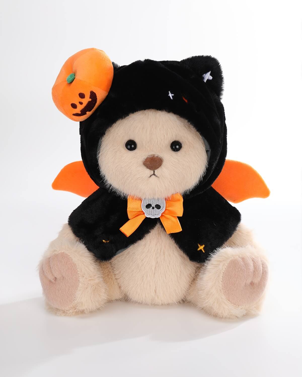 Milk Tea Long Hair Bear & Halloween Devil Kitten Cape - 12 Inches