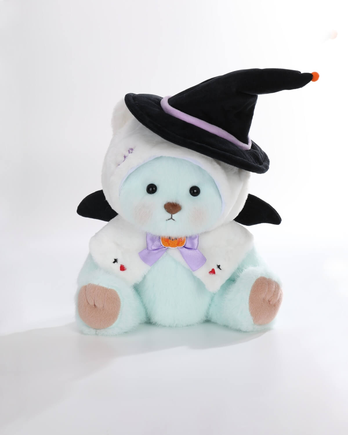 Mint Blue Long Hair Bear & Halloween Wizard Kitten Cape - 12 Inches