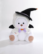 White Long Hair Bear & Halloween Wizard Kitten Cape - 12 Inches