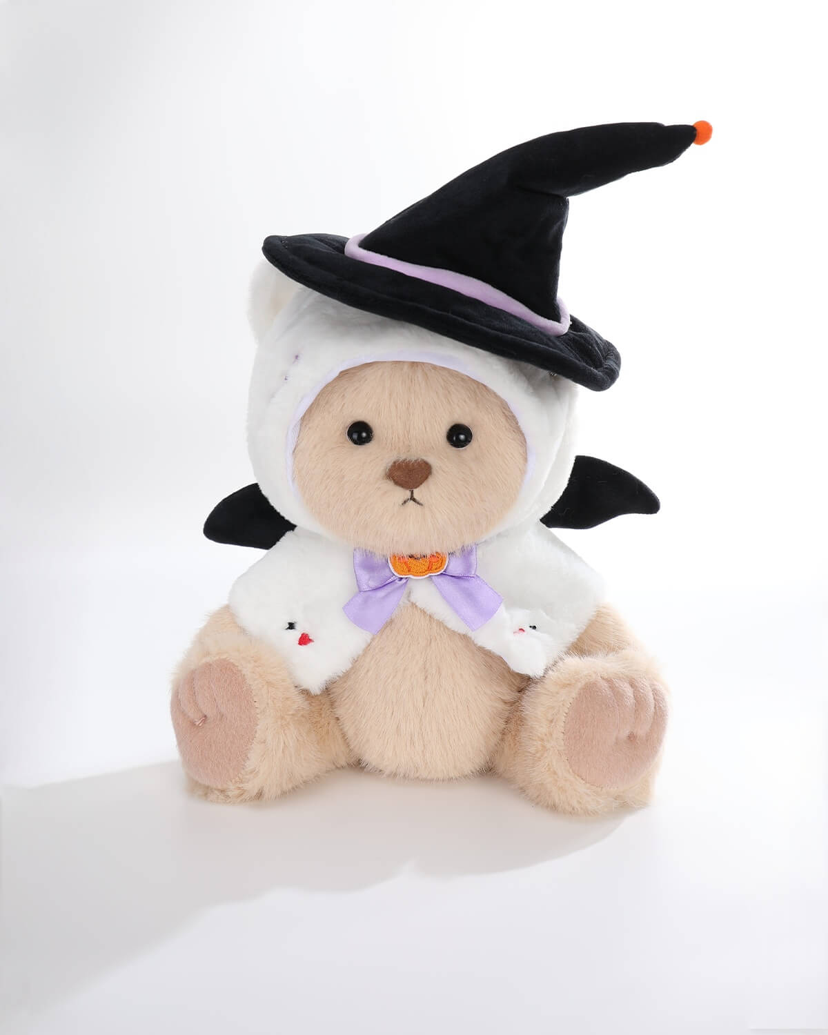Milk Tea Long Hair Bear & Halloween Wizard Kitten Cape - 12 Inches