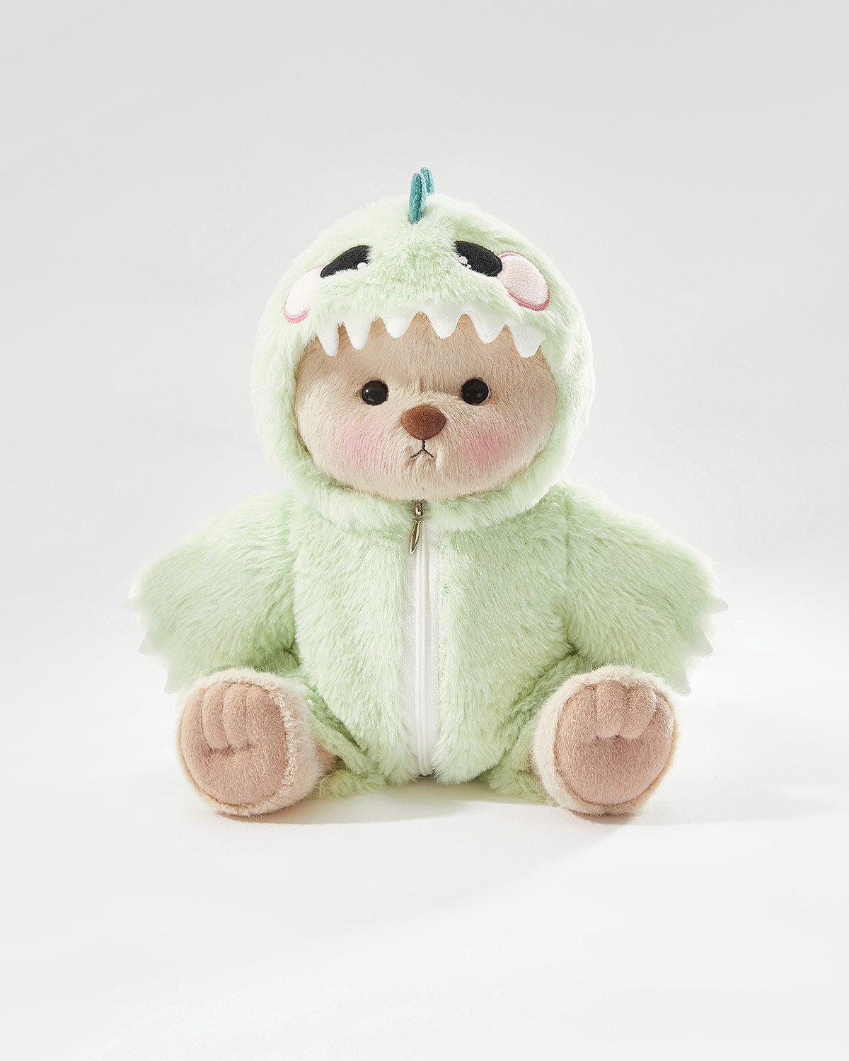Milk Tea Short Hair Bear & Green Dinosaur Jumpsuit - 12 Inches