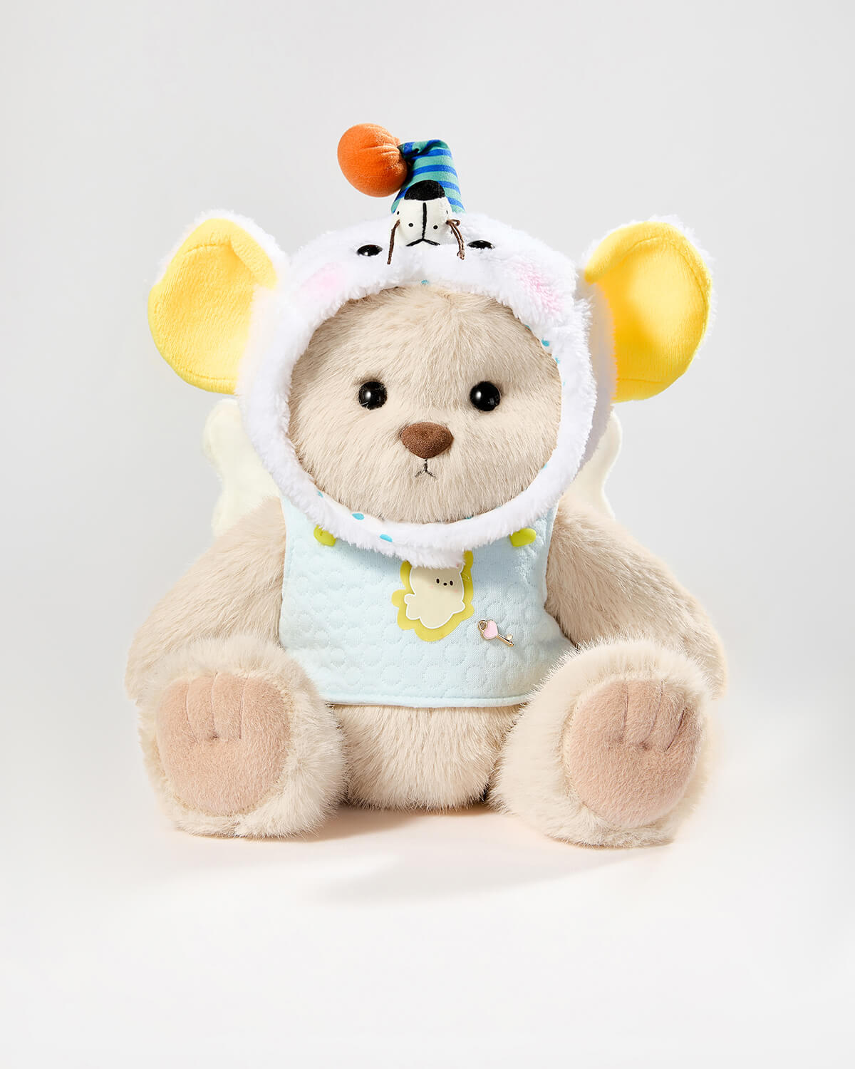 Milk Tea Long Hair Bear & Angel Big-eared Rat Set - 12 Inches
