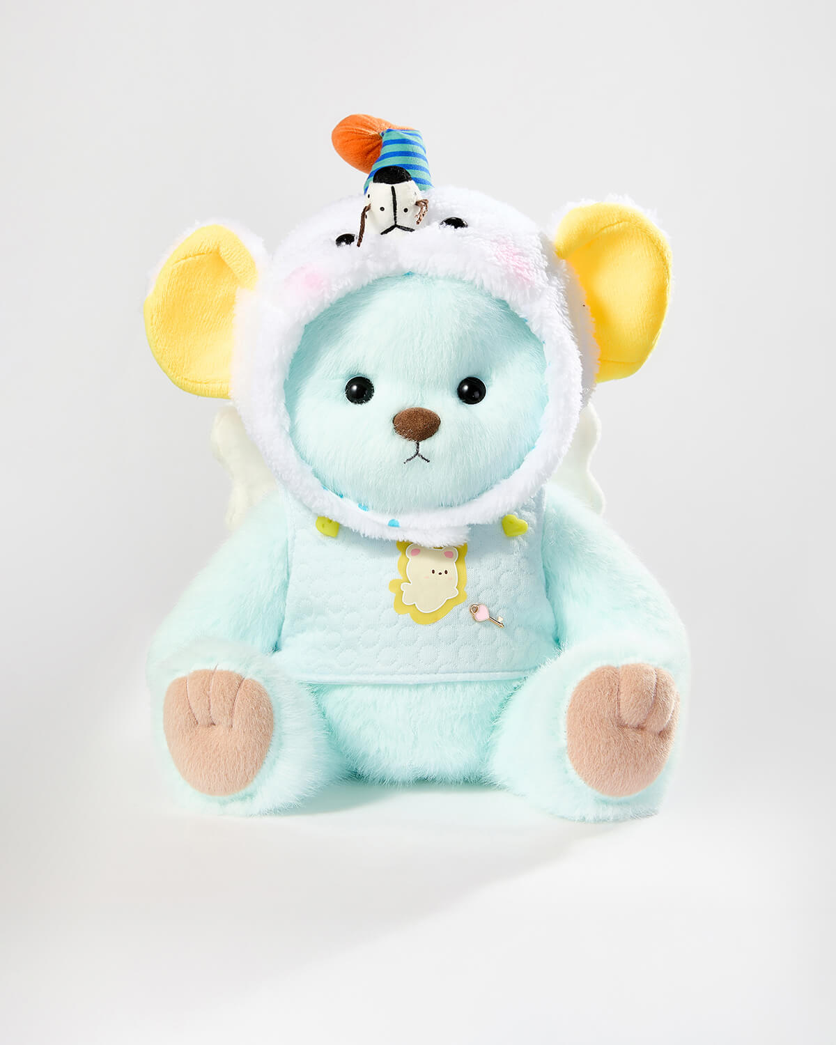 Mint Blue Long Hair Bear & Angel Big-eared Rat Set - 12 Inches