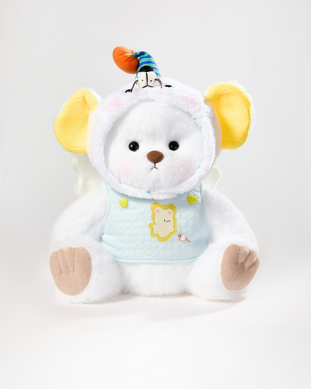 White Long Hair Bear & Angel Big-eared Rat Set - 12 Inches