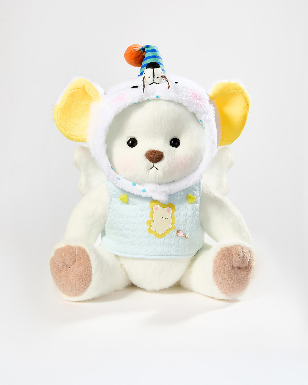 White Short Hair Bear & Angel Big-eared Rat Set - 12 Inches