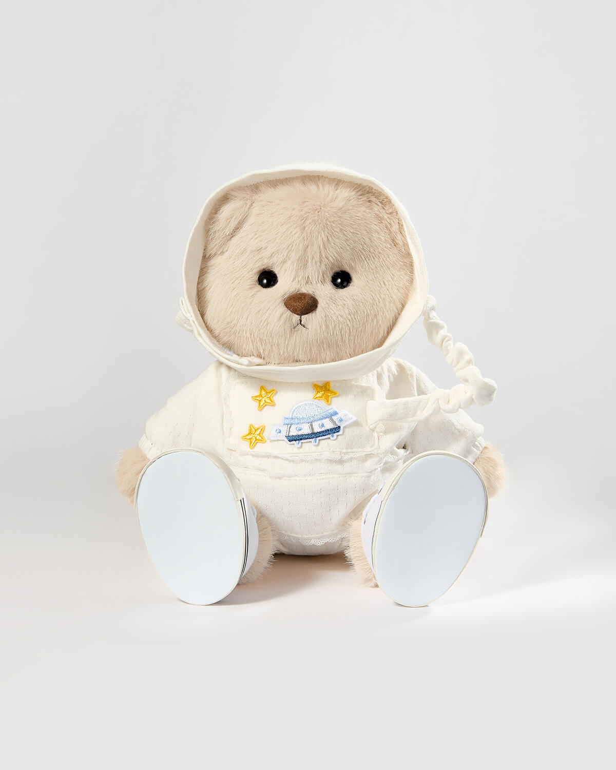 Milk Tea Long Hair Bear & Astronaut Jumpsuit - 12 Inches
