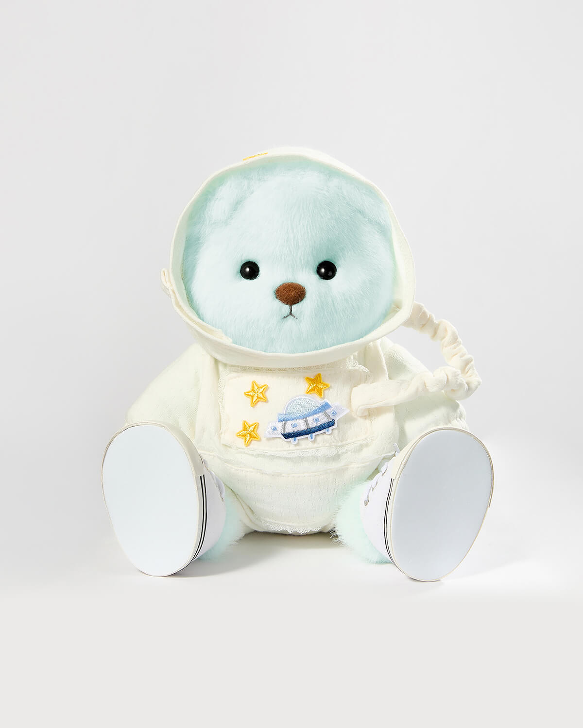 Mint Blue Long Hair Bear & Astronaut Jumpsuit - 12 Inches