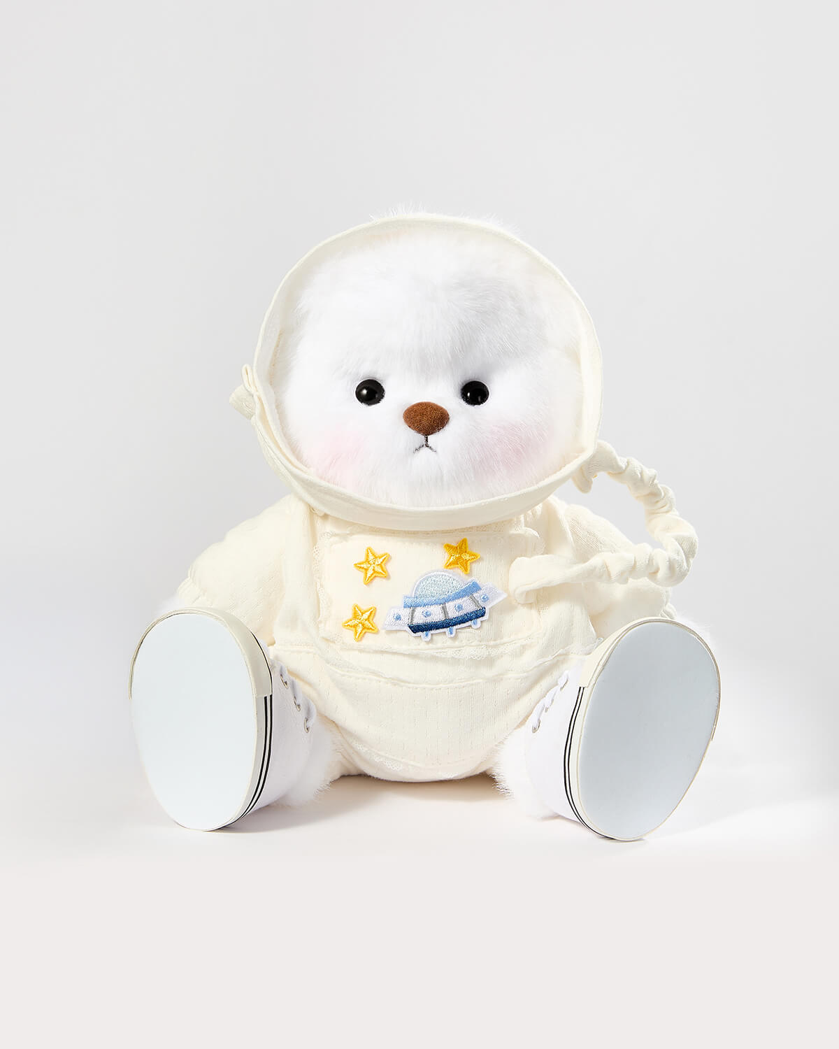 White Long Hair Bear & Astronaut Jumpsuit - 12 Inches