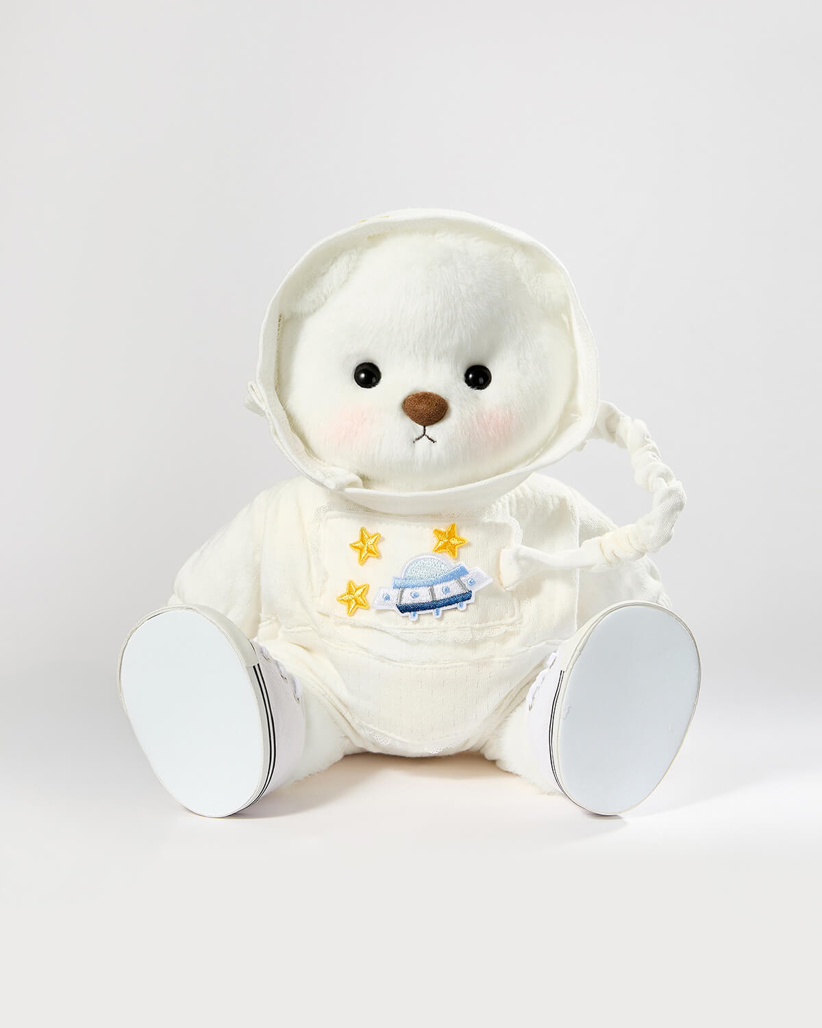 White Short Hair Bear & Astronaut Jumpsuit - 12 Inches