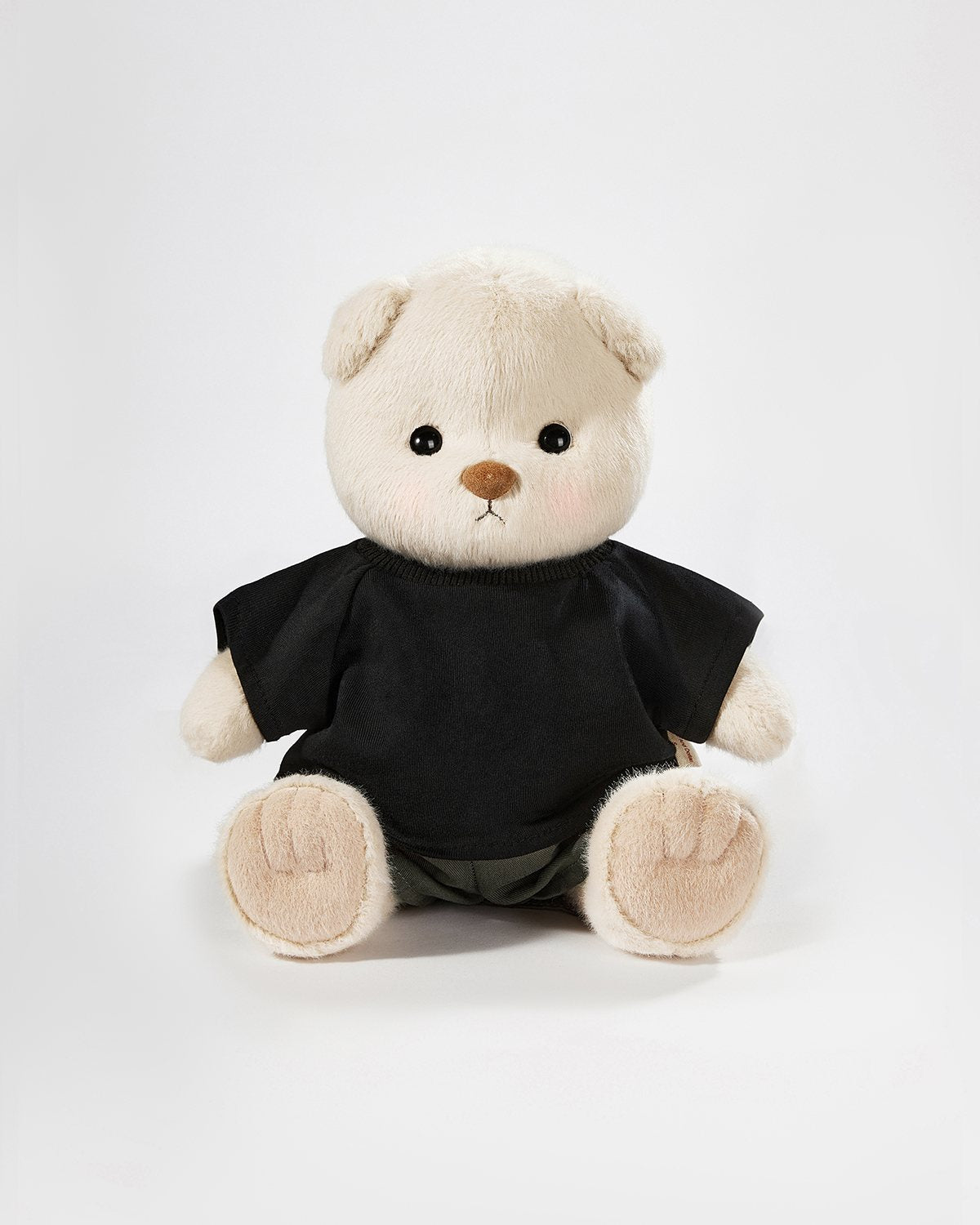 Milk Tea Short Hair Bear & Casual Black T - 12 Inches