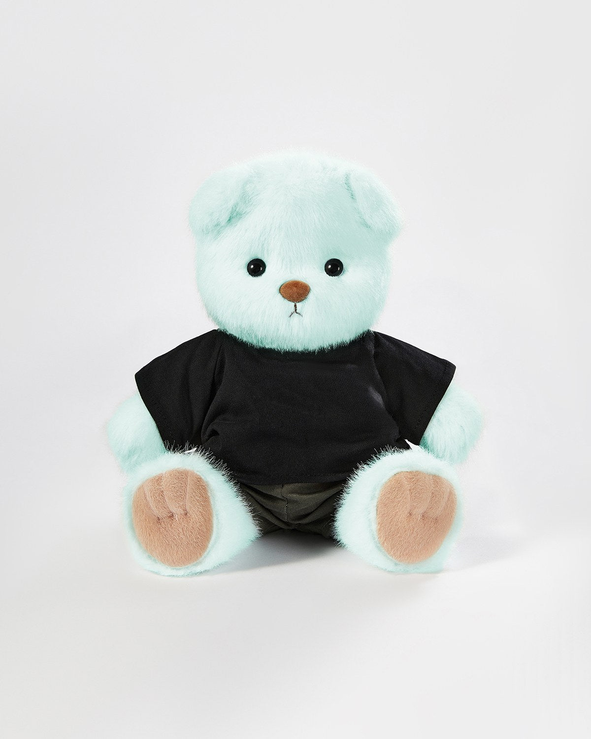 Mint Blue Long Hair Bear & Casual Black T - 12 Inches