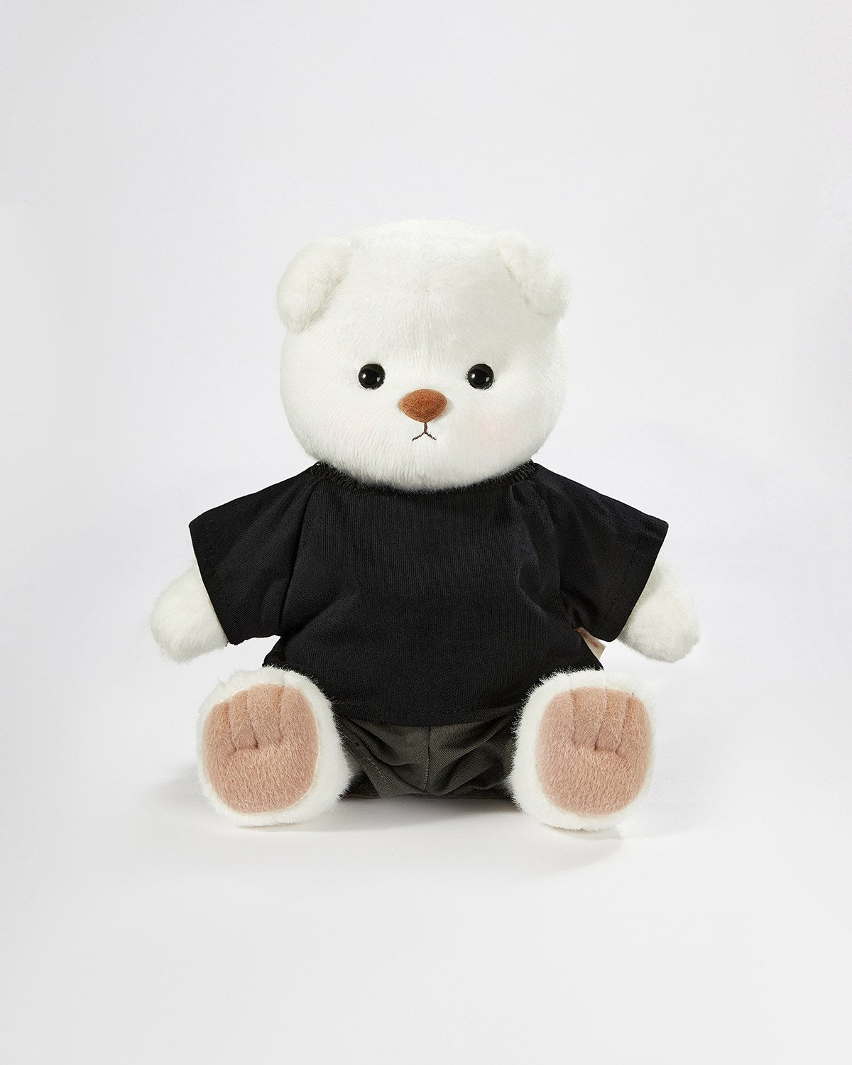 White Short Hair Bear & Casual Black T - 12 Inches