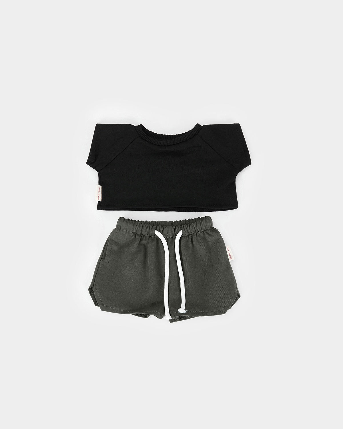 Milk Tea Short Hair Bear & Casual Black T - 12 Inches
