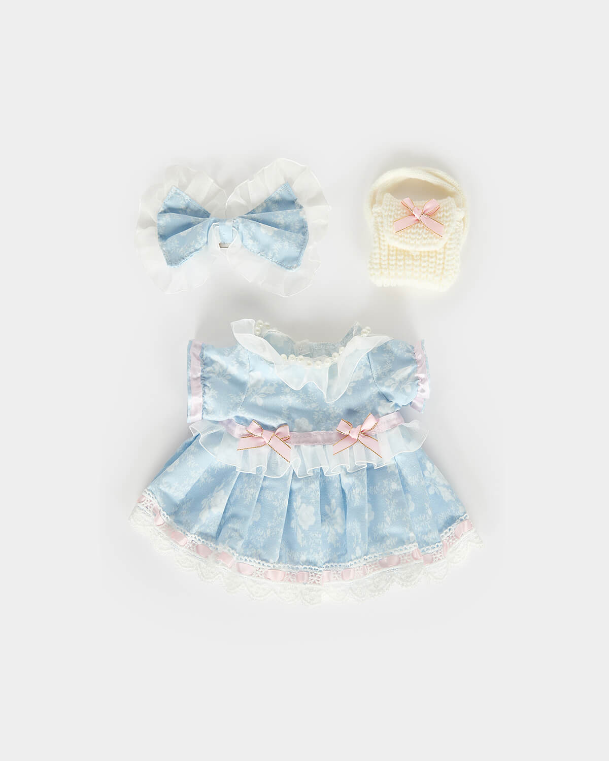 Blue Jacquard Rose Dress - 12 Inches