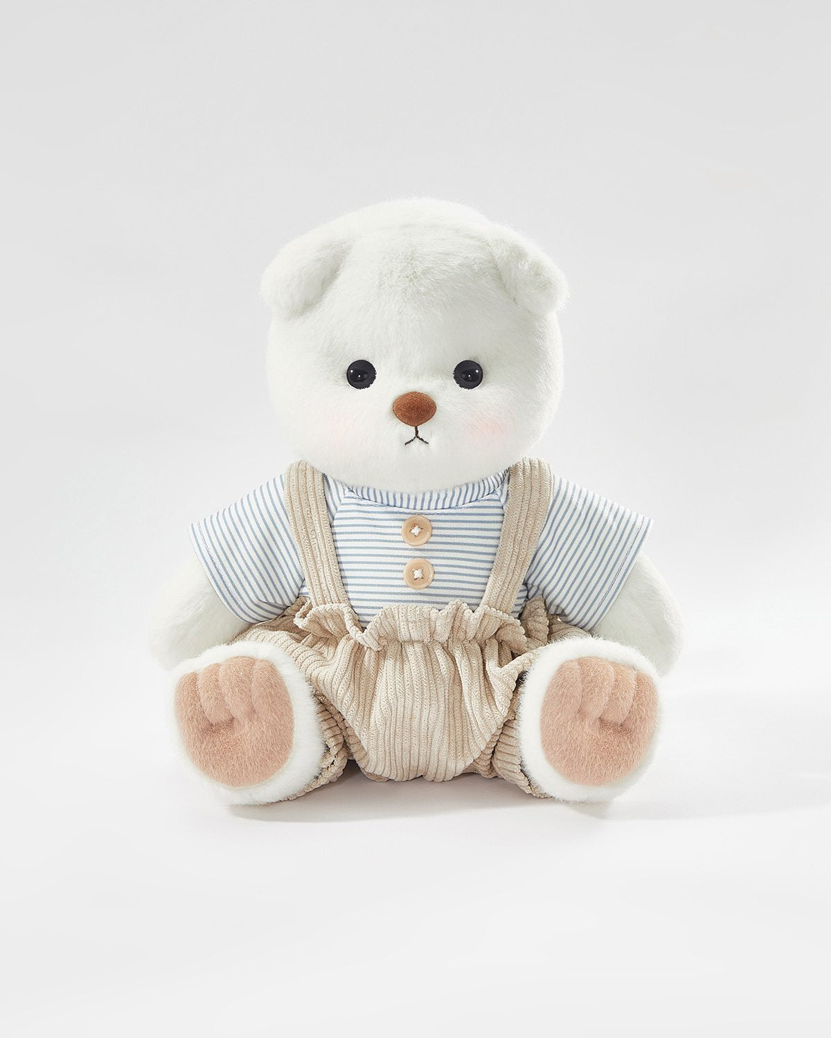 White Short Hair Bear & Daily Blue Overalls Set - 12 Inches