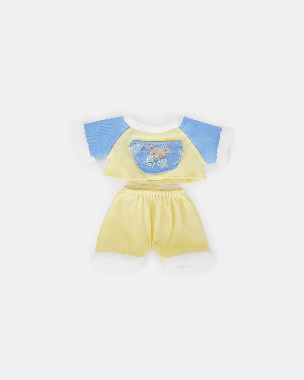 Milk Tea Short Hair Bear & Blue Printed Bear Set - 12 Inches