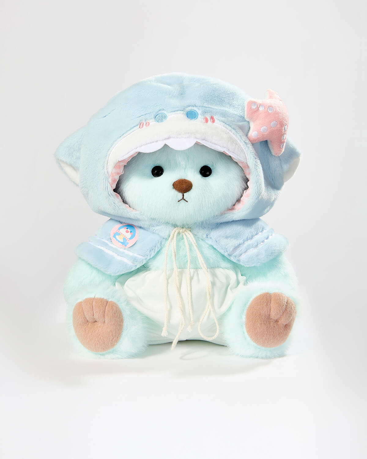 Mint Blue Long Hair Bear & Blue Shark Cape - 12 Inches