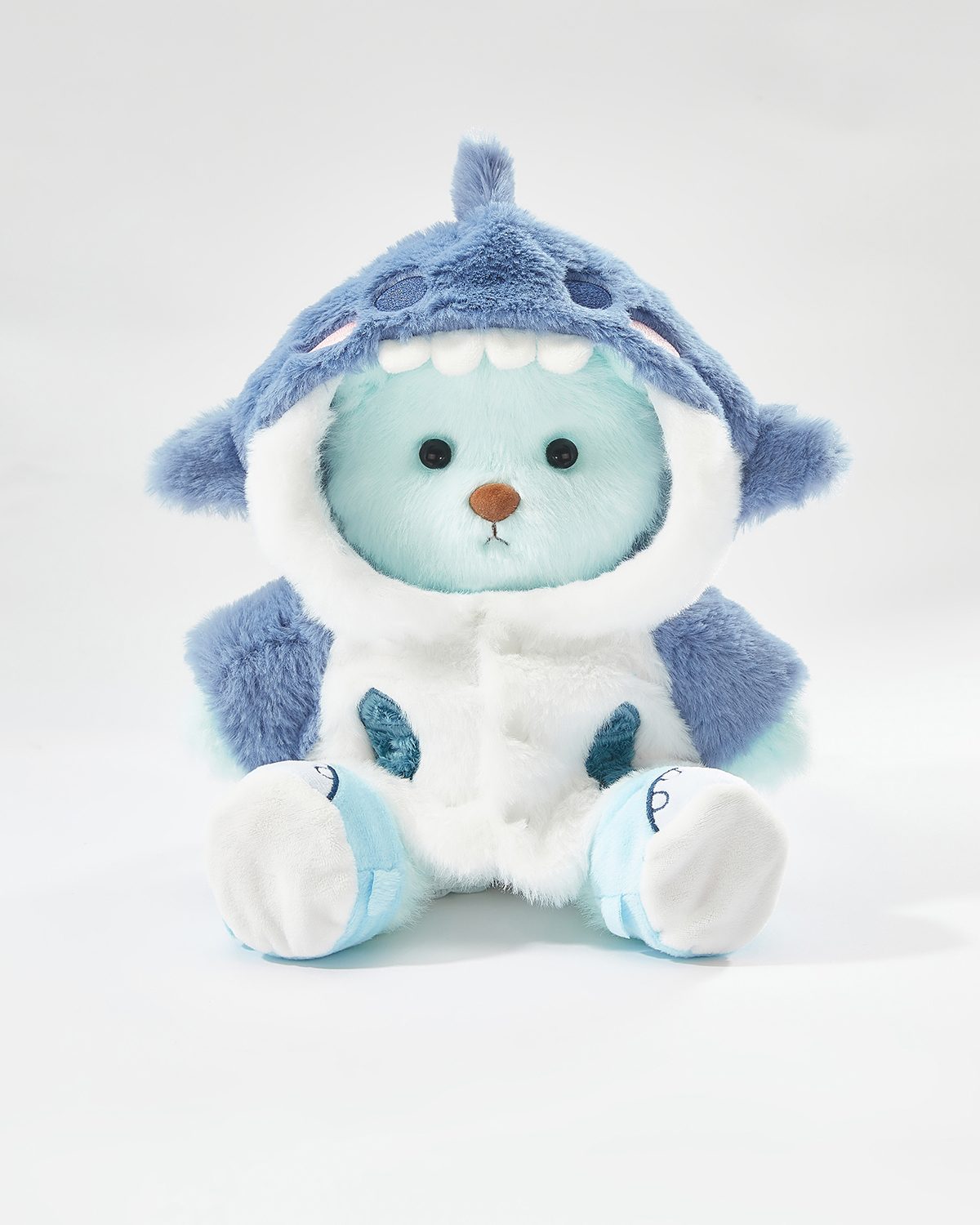Mint Blue Long Hair Bear & Blue Shark Set - 12 Inches