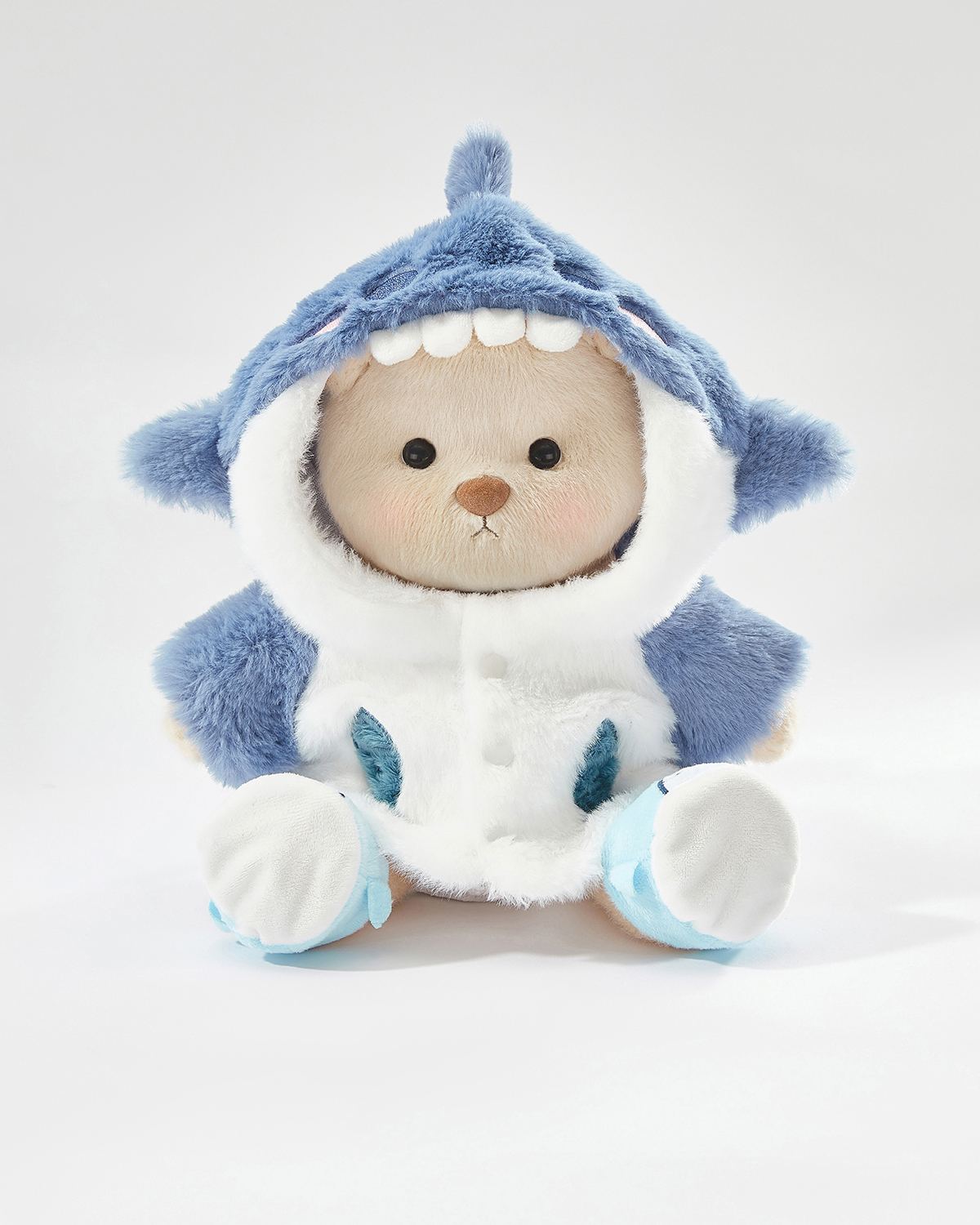 Milk Tea Short Hair Bear & Blue Shark Set - 12 Inches