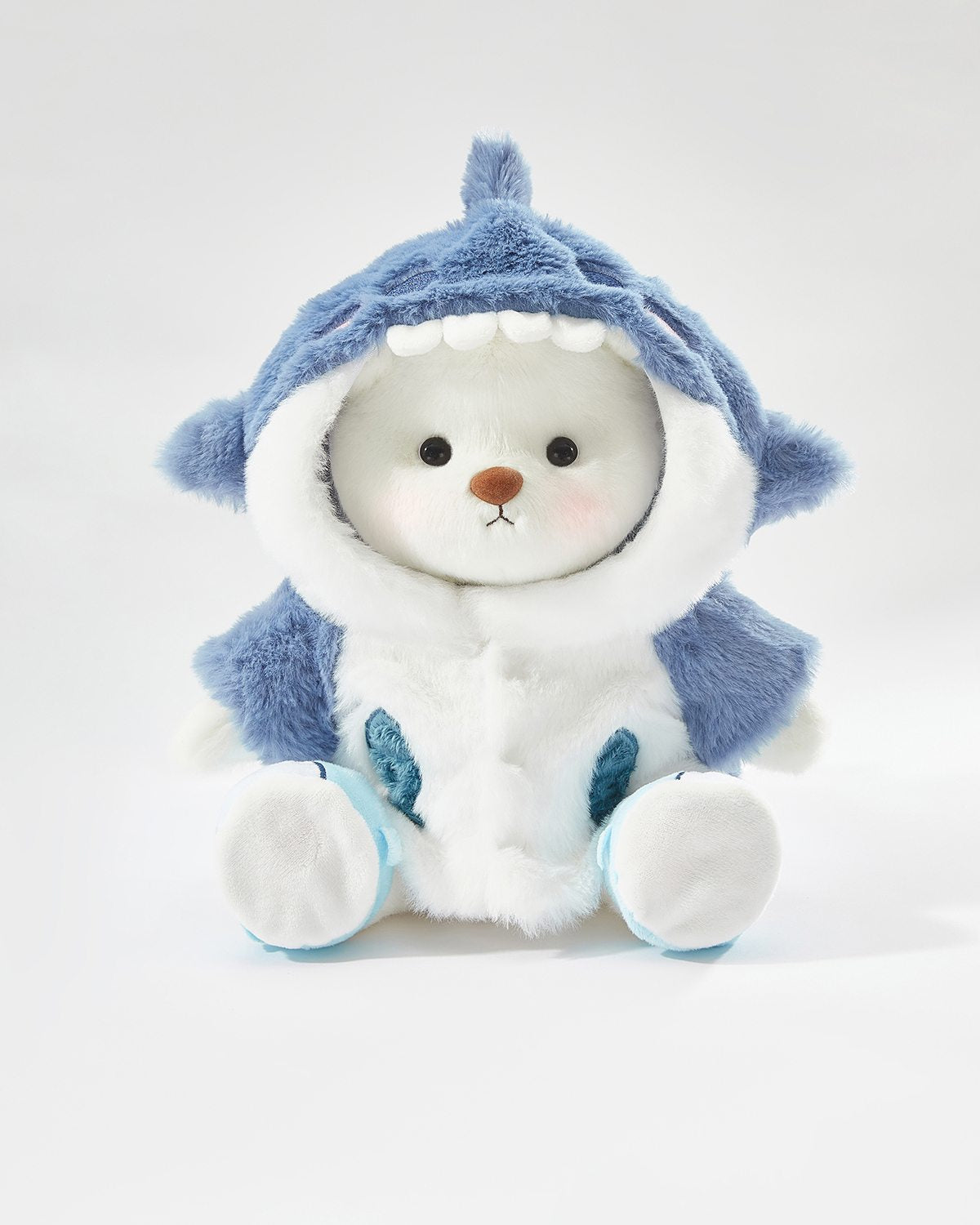 White Short Hair Bear & Blue Shark Set - 12 Inches