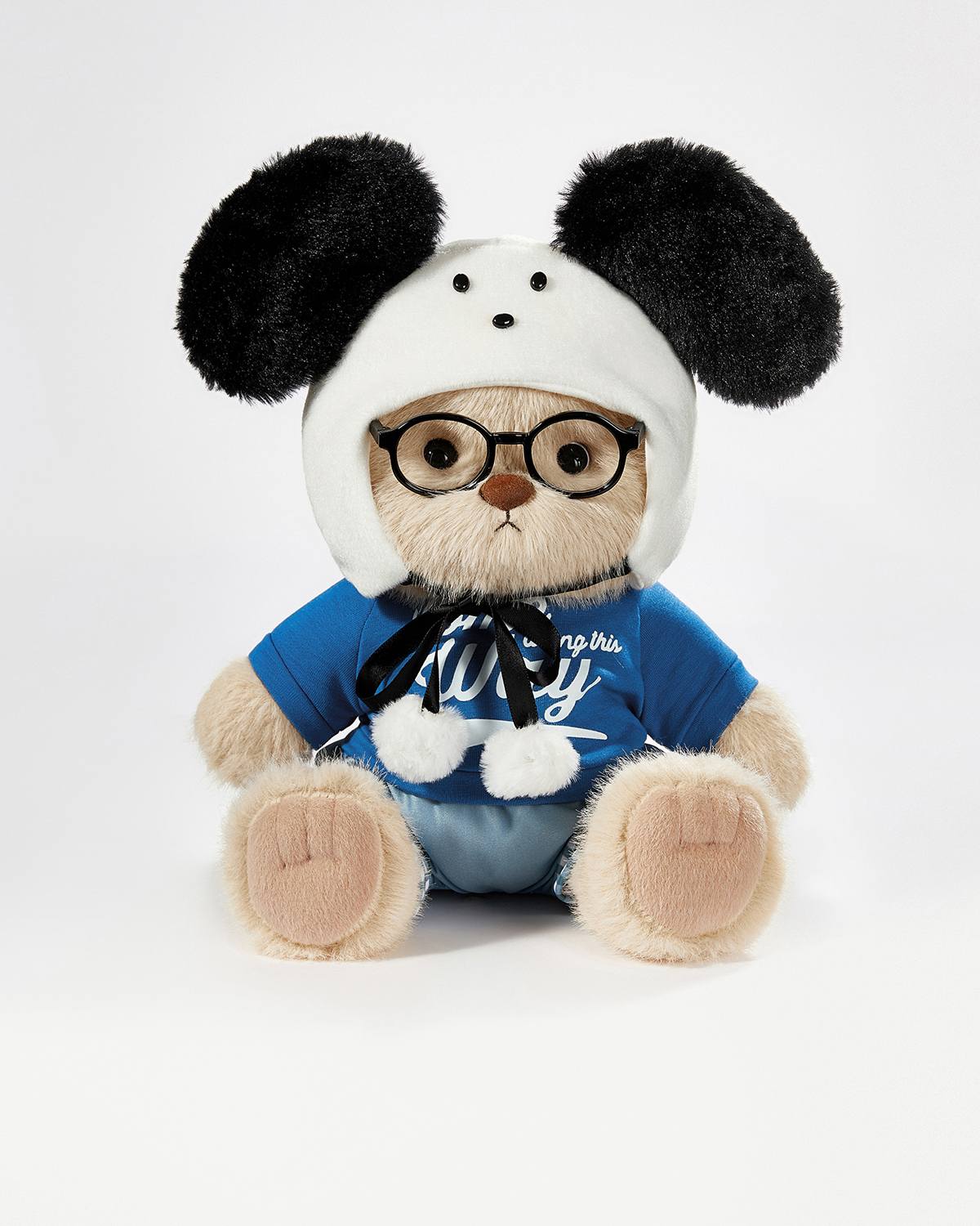 Milk Tea Long Hair Bear & Cute White Dogs Set - 12 Inches