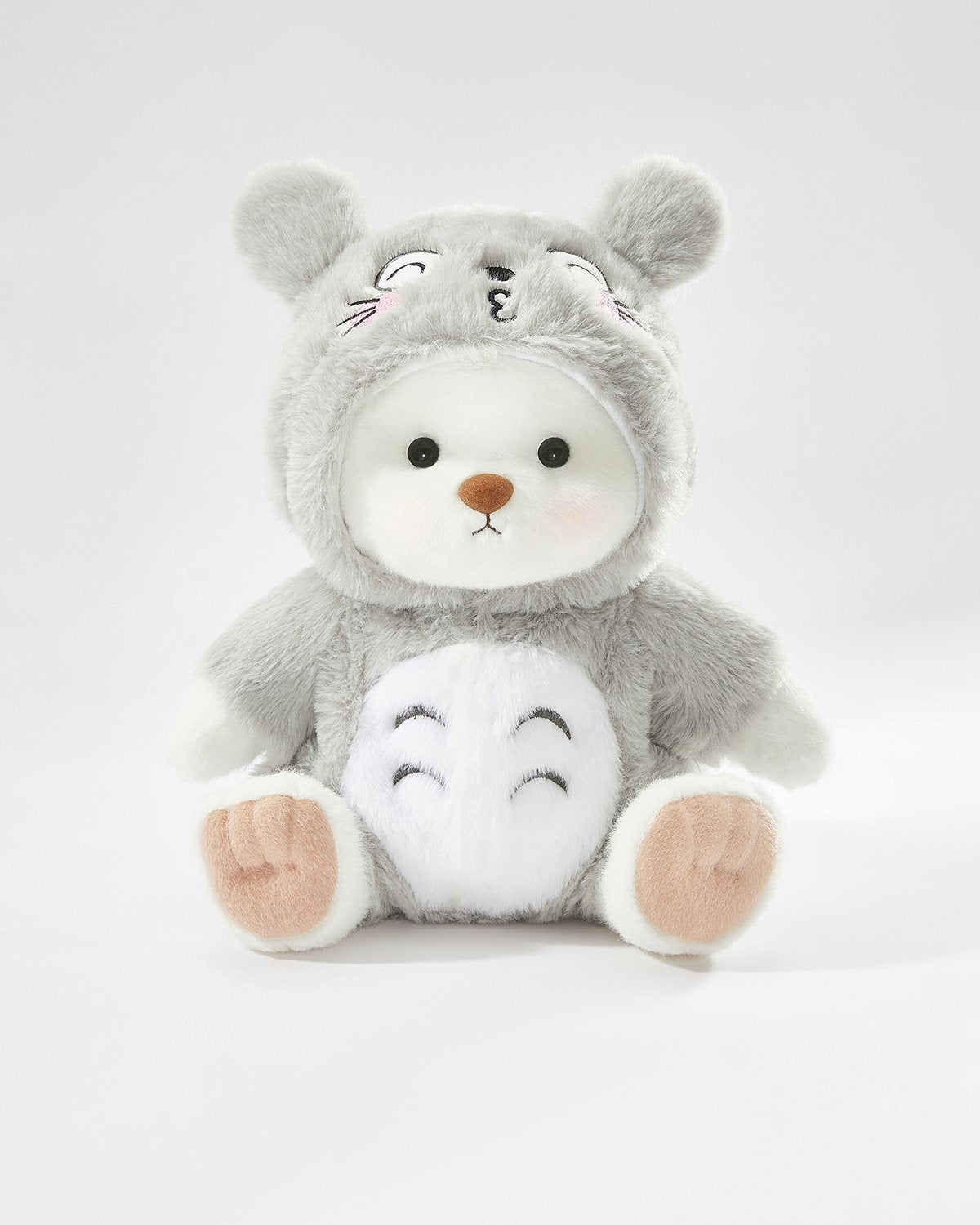 White Short Hair Bear & Gray Totoro Jumpsuit - 12 Inches