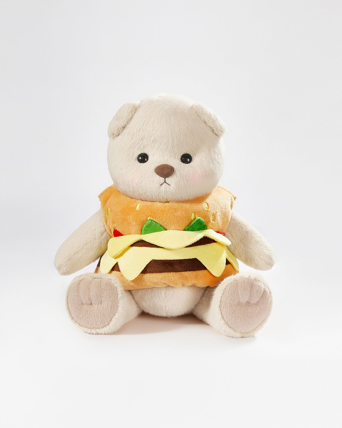 Milk Tea Short Hair Bear & Hamburg Skirt With Back - 12 Inches