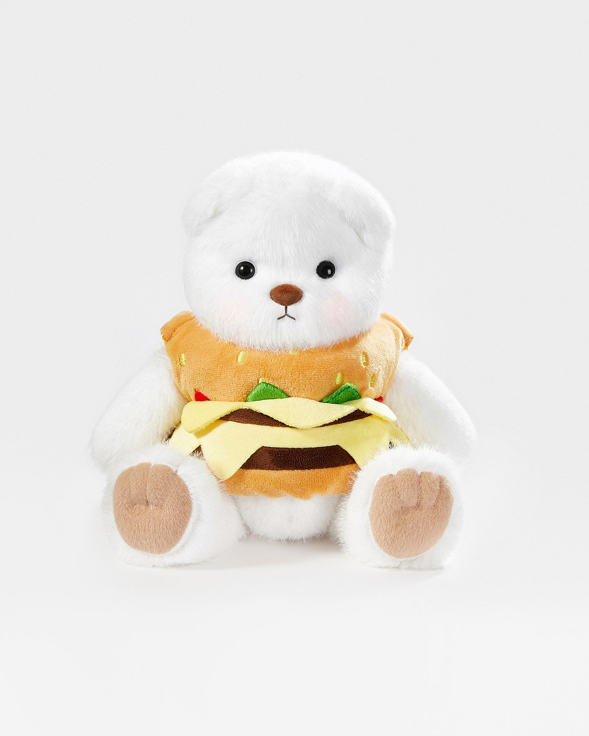 White Long Hair Bear & Hamburg Skirt With Back - 12 Inches
