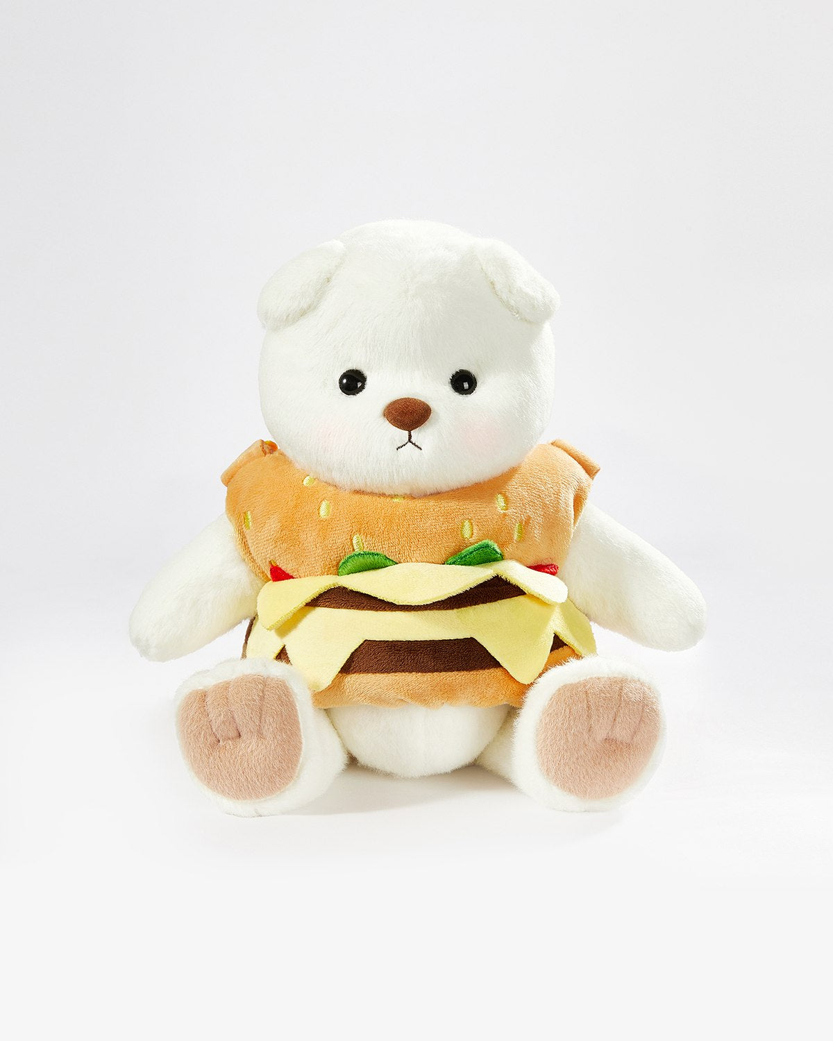 White Short Hair Bear & Hamburg Skirt With Back - 12 Inches
