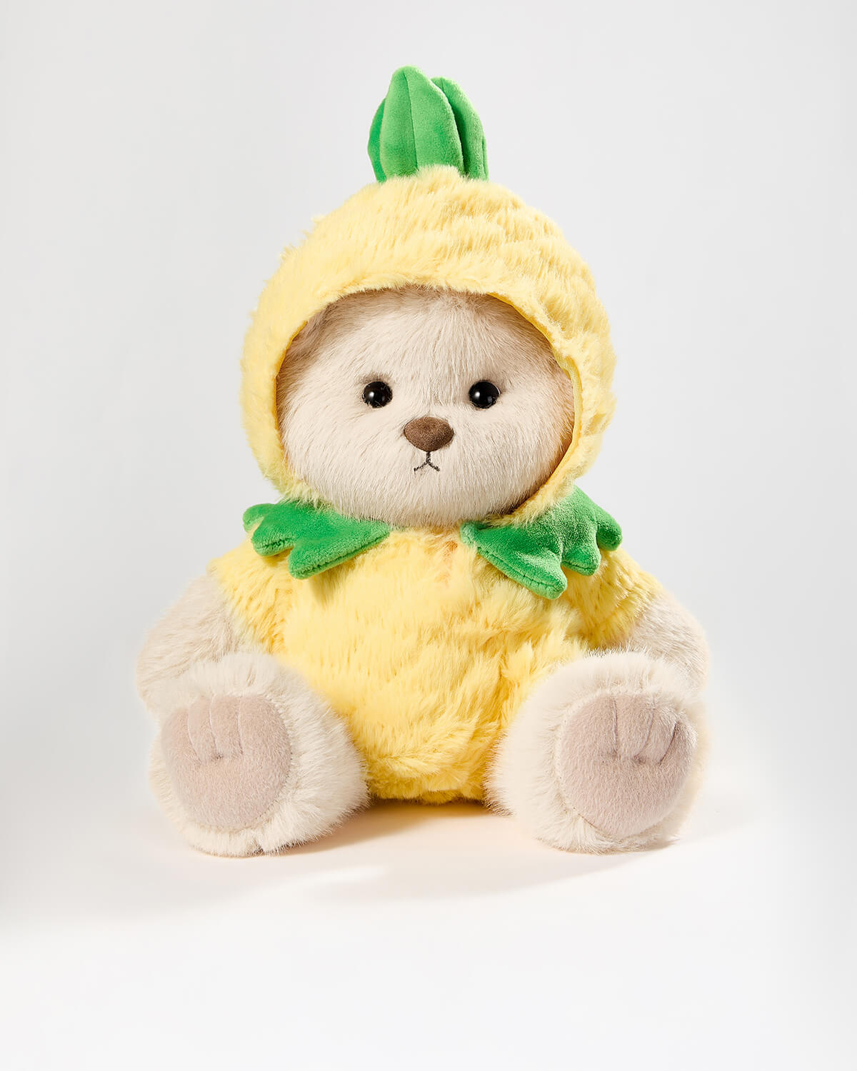 Milk Tea Long Hair Bear & Pineapple Jumpsuit - 12 Inches