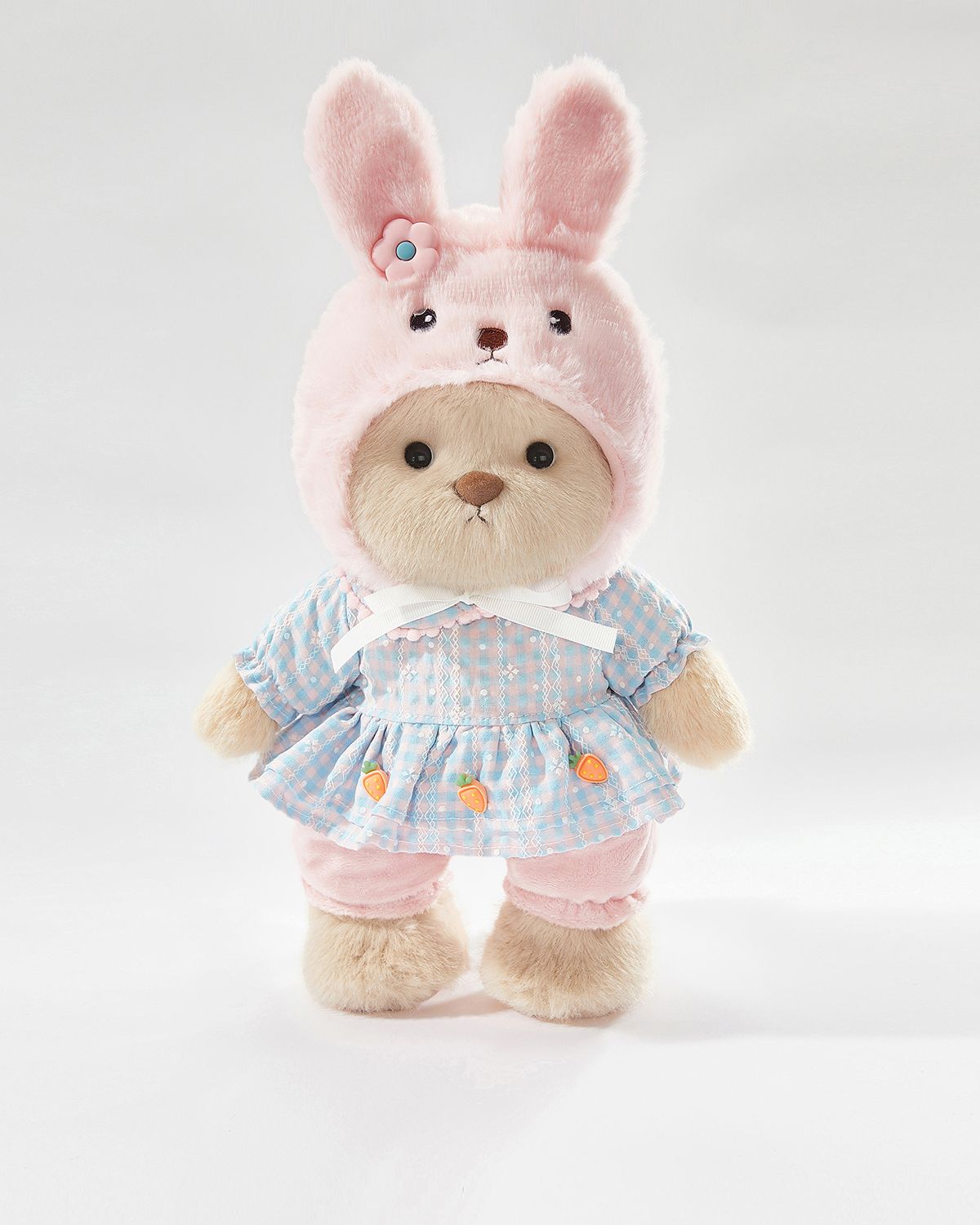 Teddy Bear & Lovely Bunny Pink Dress Set - 12 Inches