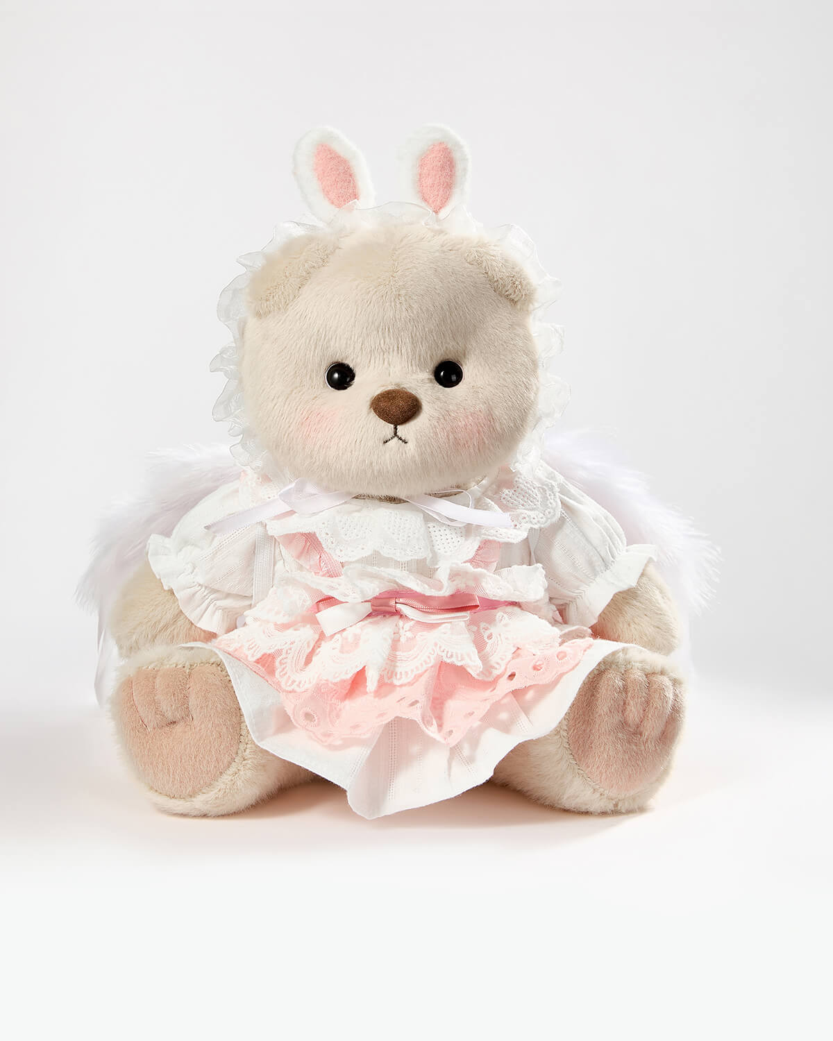 Teddy Bear & Pink Bunny Dress With Wings - 12 Inches