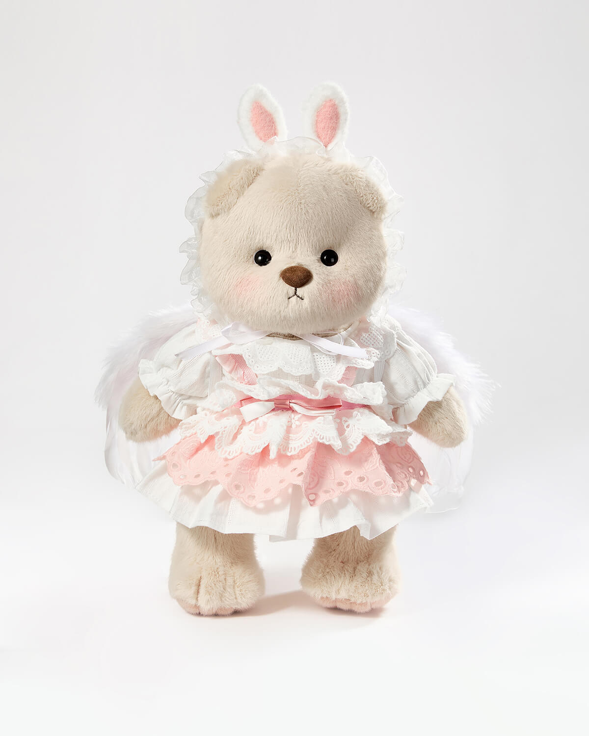 Teddy Bear & Pink Bunny Dress With Wings - 12 Inches