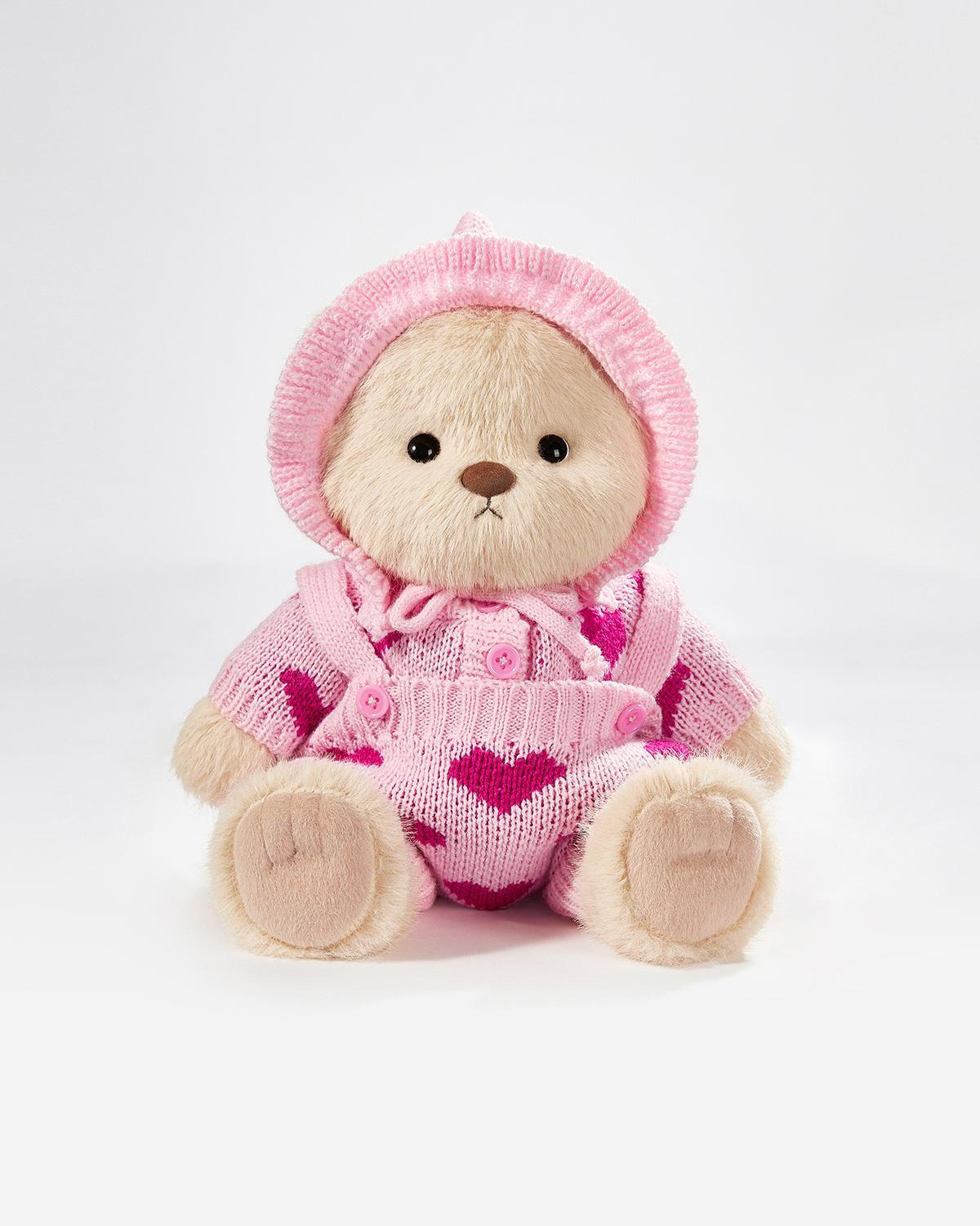 Teddy Bear & Pink Heart Knit Set - 12 Inches