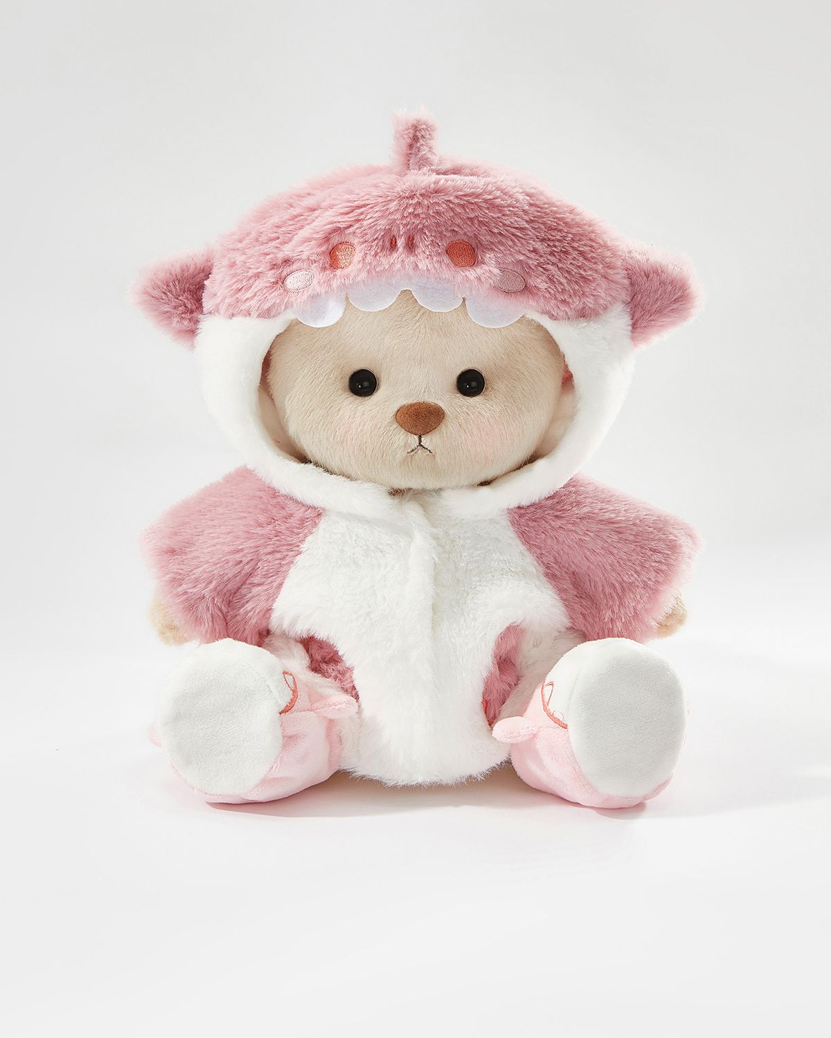 Milk Tea Short Hair Bear & Pink Shark Set - 12 Inches