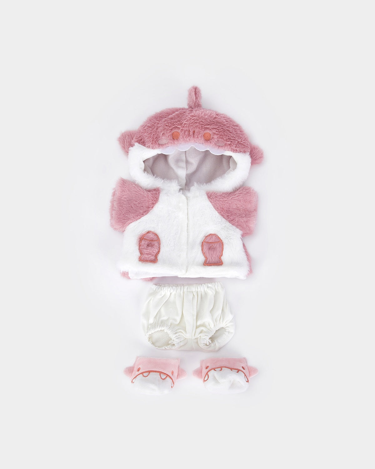 Milk Tea Short Hair Bear & Pink Shark Set - 12 Inches